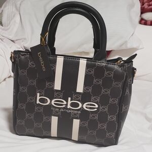 Bebe Monogram Black and Cream Satchel
